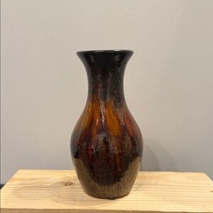 Brown and Copper Sparkle Drip Glaze Bud Vase